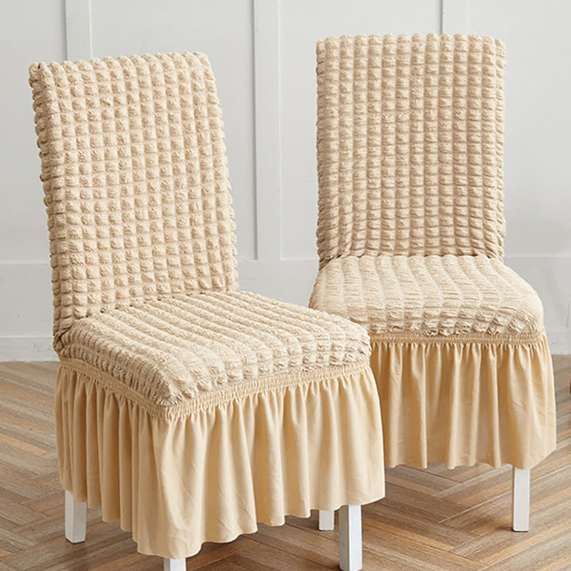 Coprisedia elasticizzato in seersucker con gonna a balze - image 17