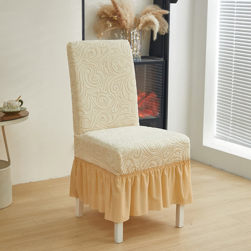 Coprisedia da pranzo universale elasticizzato in jacquard - Beige - 6 pezzi - Taglia unica - image 3