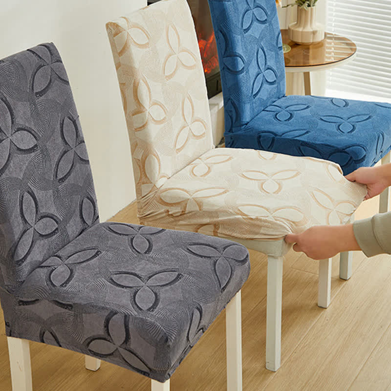 Coprisedia da pranzo in jacquard elasticizzato tinta unita - image 2