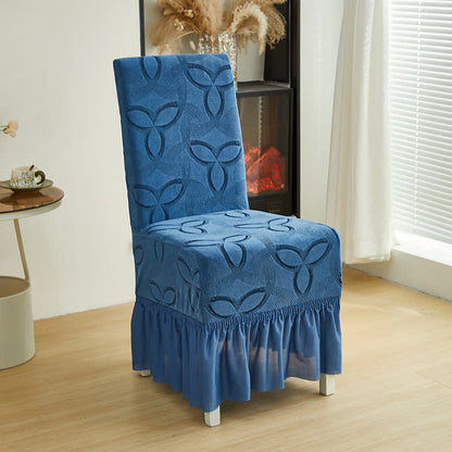 Coprisedia da pranzo in jacquard elasticizzato tinta unita - Blu scuro - 6 pezzi - Gonna - image 13