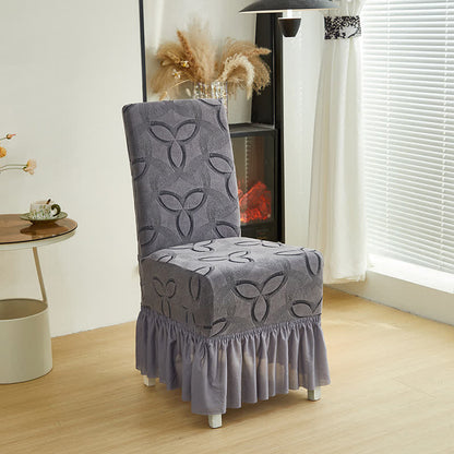 Coprisedia da pranzo in jacquard elasticizzato tinta unita - Grigio - 6 pezzi - Gonna - image 4