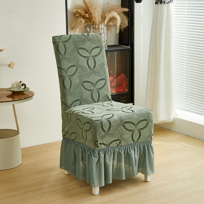 Coprisedia da pranzo in jacquard elasticizzato tinta unita - Verde salvia - 6 pezzi - Gonna - image 21