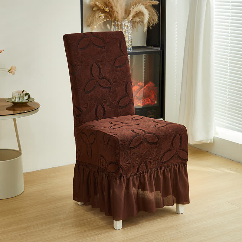Coprisedia da pranzo in jacquard elasticizzato tinta unita - Caffè - 6 pezzi - Gonna - image 19