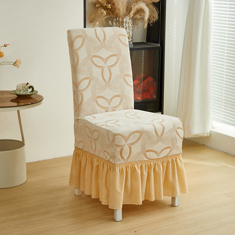 Coprisedia da pranzo in jacquard elasticizzato tinta unita - Beige - 6 pezzi - Gonna - image 11