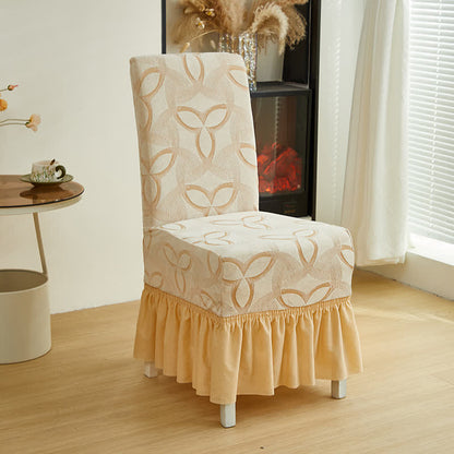 Coprisedia da pranzo in jacquard elasticizzato tinta unita - Beige - 6 pezzi - Gonna - image 11