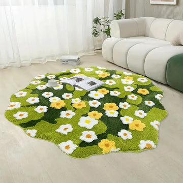 Tappeto da bagno in stile rustico con margherite - 100cm x 105cm - image 0