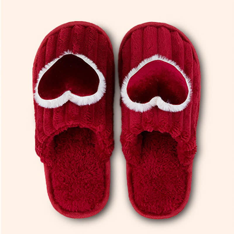 Pantofole di peluche a forma di cuore rosso - Rosso - 2XL - image 4