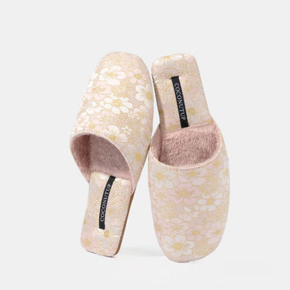 Pantofole di peluche jacquard con fiori di pesco orientali - image 8
