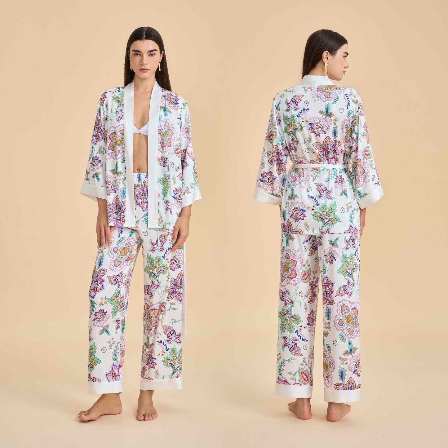 Completo da salotto con kimono floreale retrò - Come immagine - XL - image 0
