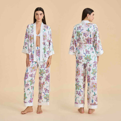 Completo da salotto con kimono floreale retrò - Come immagine - XL - image 0