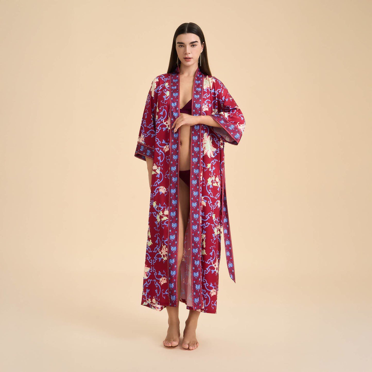 Accappatoio in stile kimono floreale retrò - image 1