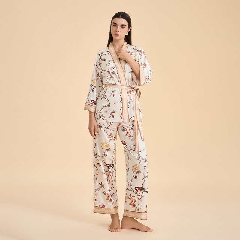 Completo da salotto kimono con uccelli floreali vintage - image 3