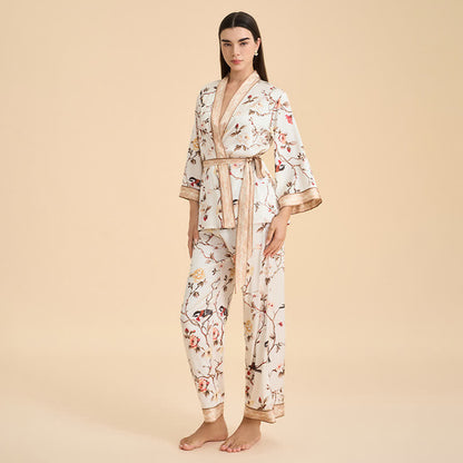 Completo da salotto kimono con uccelli floreali vintage - image 2