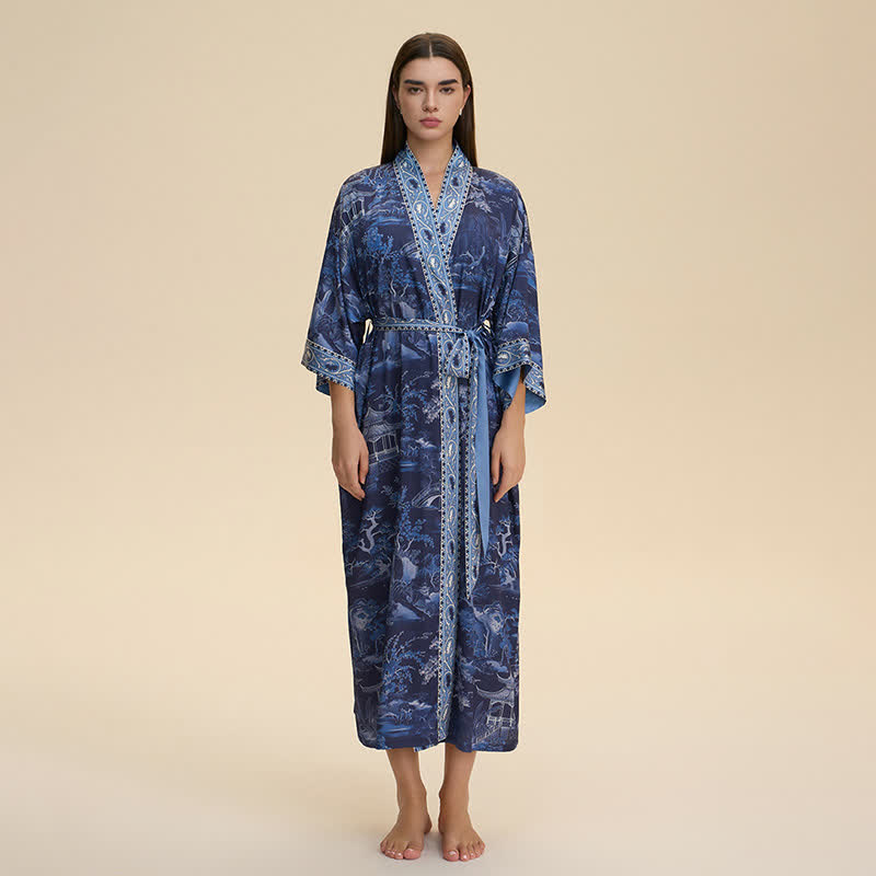 Accappatoio in stile kimono con paesaggio orientale - image 1