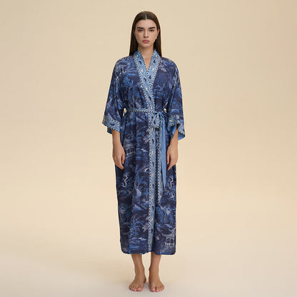 Accappatoio in stile kimono con paesaggio orientale - image 1