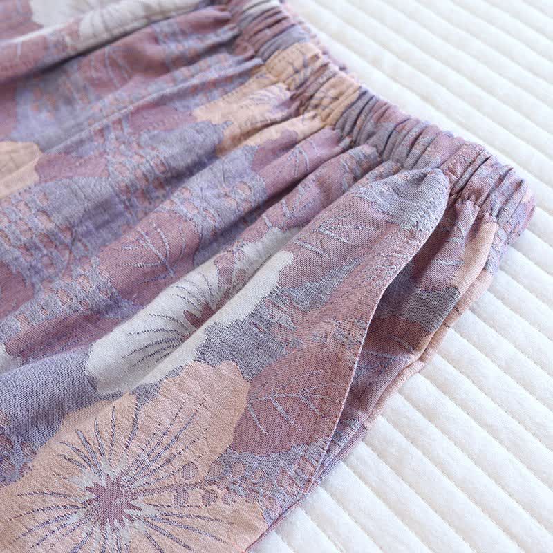 Completo da notte in cotone jacquard con fiori di ciliegio - image 9