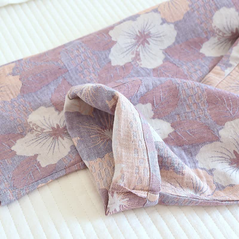 Completo da notte in cotone jacquard con fiori di ciliegio - image 10