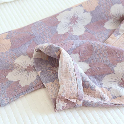 Completo da notte in cotone jacquard con fiori di ciliegio - image 10