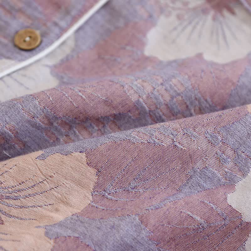 Completo da notte in cotone jacquard con fiori di ciliegio - image 6