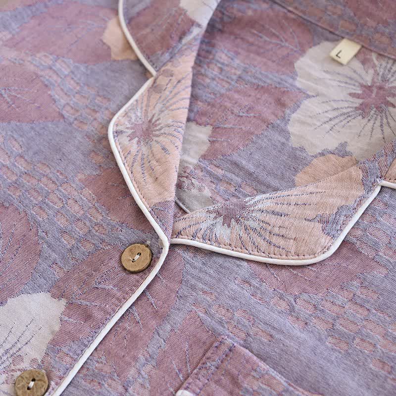 Completo da notte in cotone jacquard con fiori di ciliegio - image 4