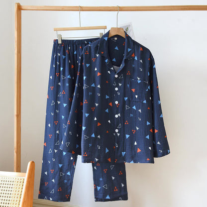 Completo da casa unisex in cotone con triangolo geometrico - Blu navy - 2XL - image 14