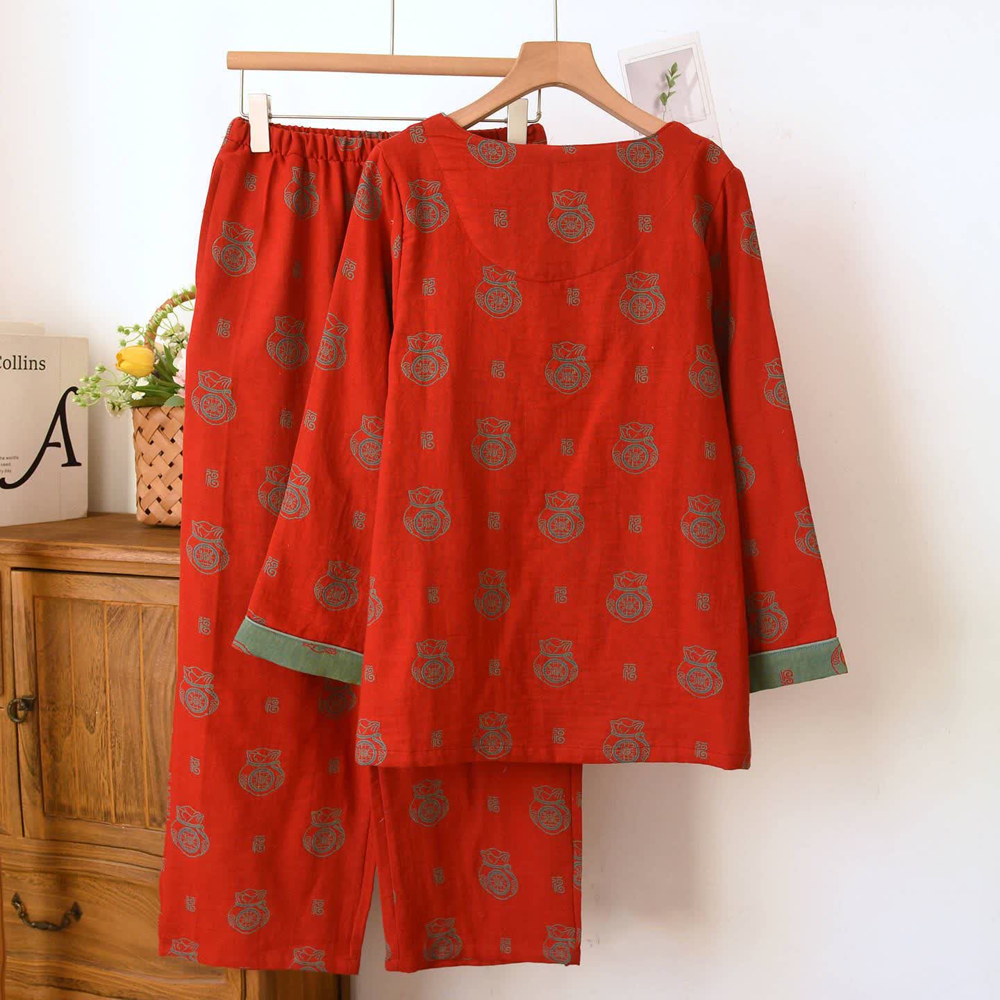 Completo da casa in cotone con motivo Lucky Bag - image 4