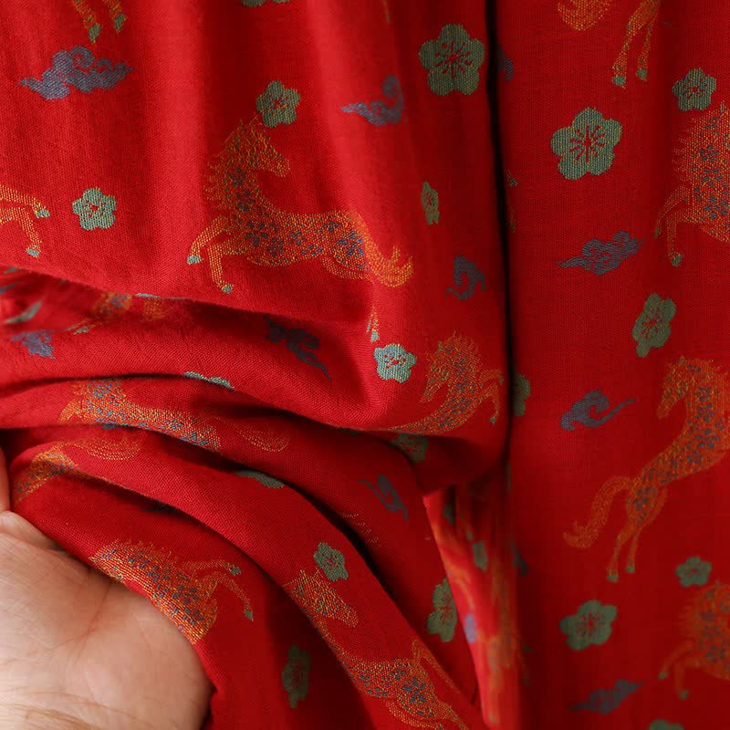 Completo da notte in garza di cotone con motivo floreale a cavallo - image 13