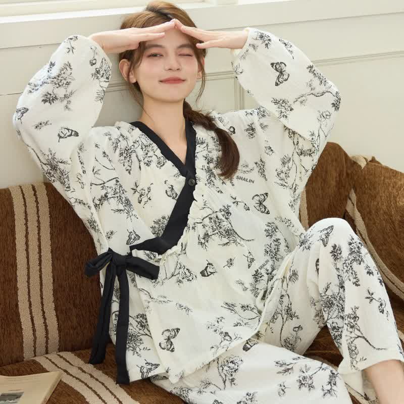 Set da salotto con farfalle floreali e inchiostro orientale - Nero - 2XL - image 1