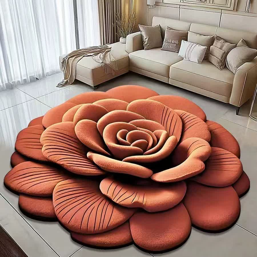 Tappeto effetto 3D Creative Rose - Arancia - 120cm x 120cm - image 2