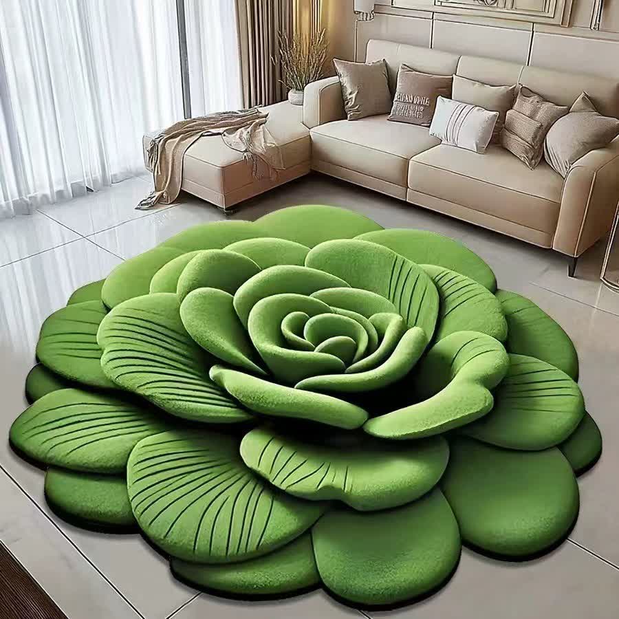 Tappeto effetto 3D Creative Rose - Verde - 120cm x 120cm - image 6