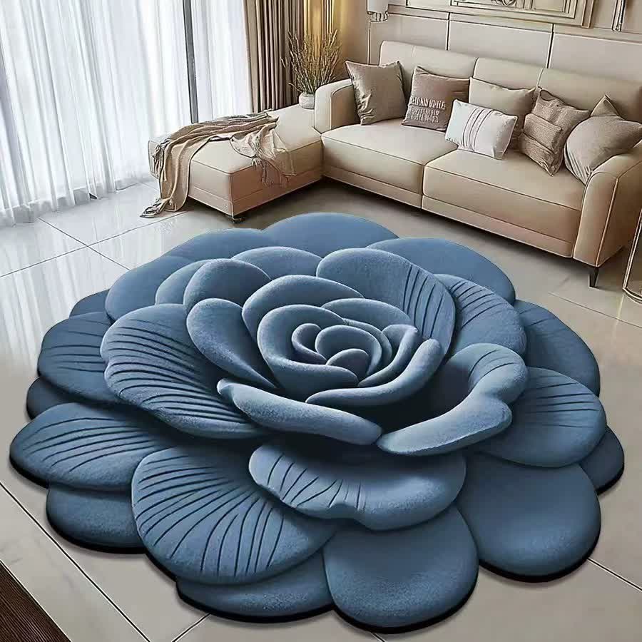 Tappeto effetto 3D Creative Rose - Blu navy - 120cm x 120cm - image 5