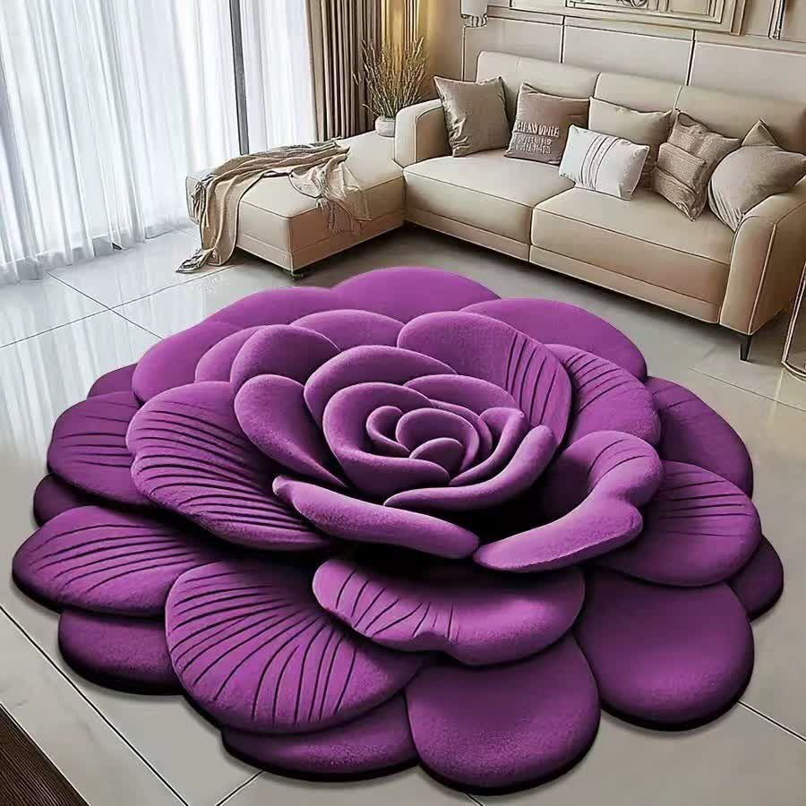 Tappeto effetto 3D Creative Rose - Viola - 120cm x 120cm - image 4