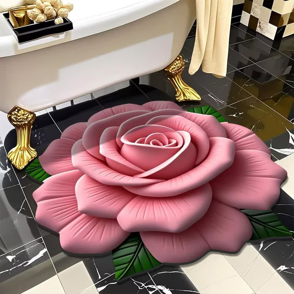 Tappeto effetto 3D con rosa romantica - Rosa - 120cm x 120cm - image 3