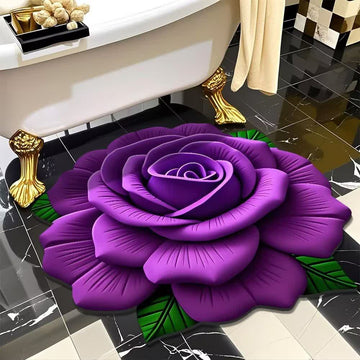 Tappeto effetto 3D con rosa romantica - Viola - 120cm x 120cm - image 0