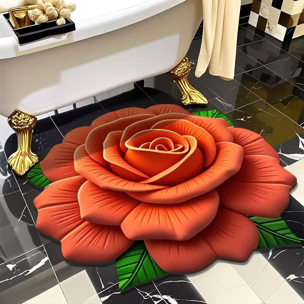 Tappeto effetto 3D con rosa romantica - Arancia - 120cm x 120cm - image 4