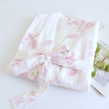 Accappatoio kimono in garza di cotone con fiori di ciliegio - image 2