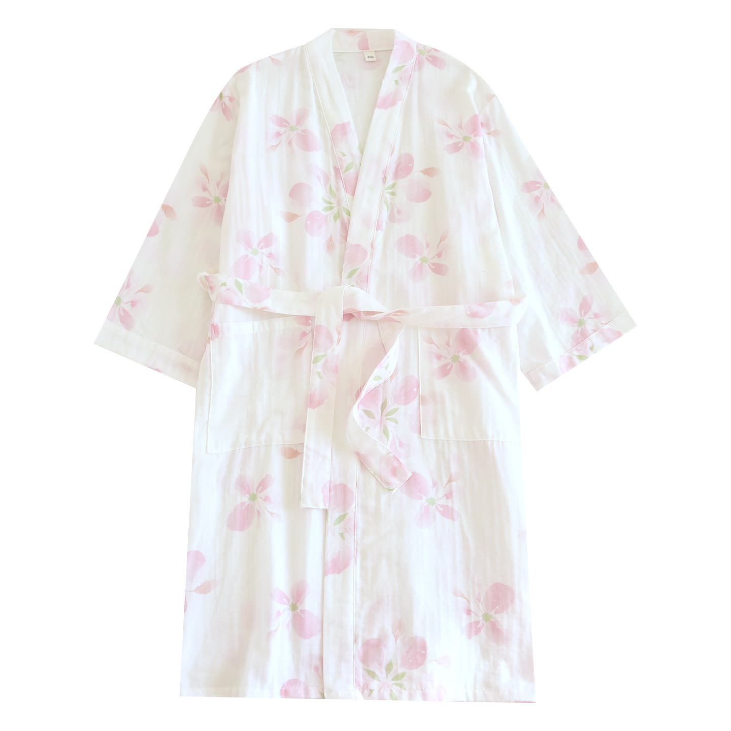 Accappatoio kimono in garza di cotone con fiori di ciliegio - image 12