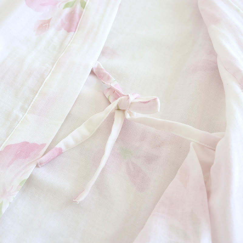Accappatoio kimono in garza di cotone con fiori di ciliegio - image 9