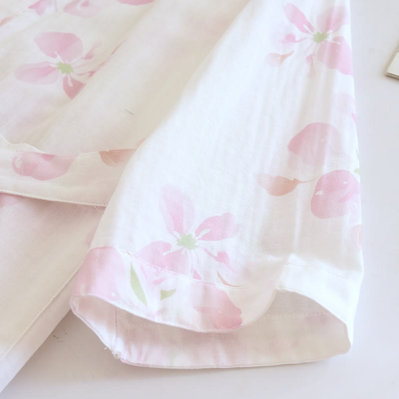 Accappatoio kimono in garza di cotone con fiori di ciliegio - image 6