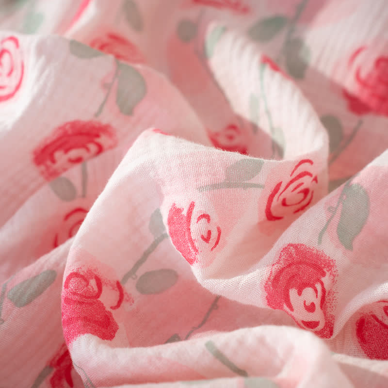 Camicia da notte romantica in garza di cotone rosa - image 8