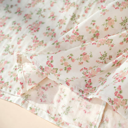 Camicia da notte senza maniche in puro cotone floreale rosa - image 6