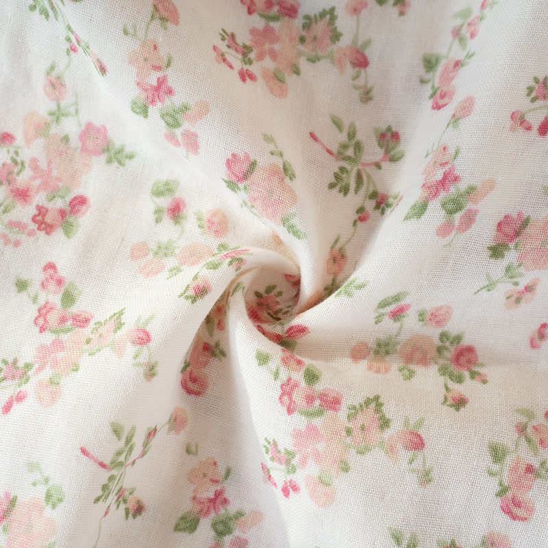 Camicia da notte senza maniche in puro cotone floreale rosa - image 7