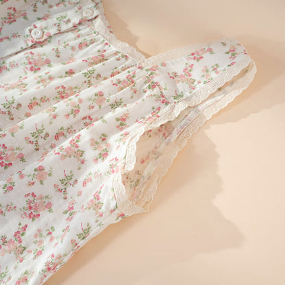 Camicia da notte senza maniche in puro cotone floreale rosa - image 4