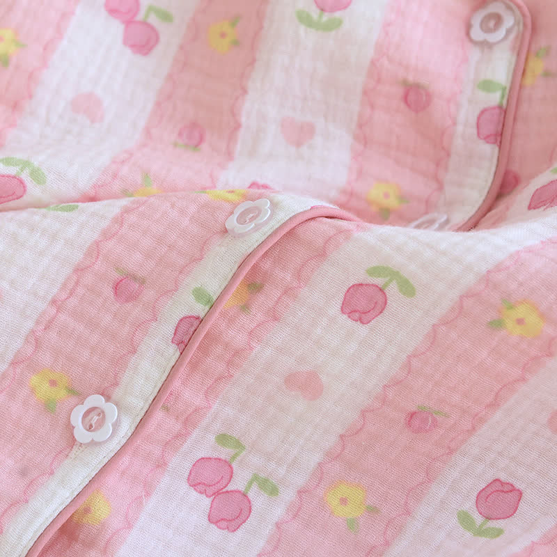 Completo da casa in cotone a righe rosa - image 7