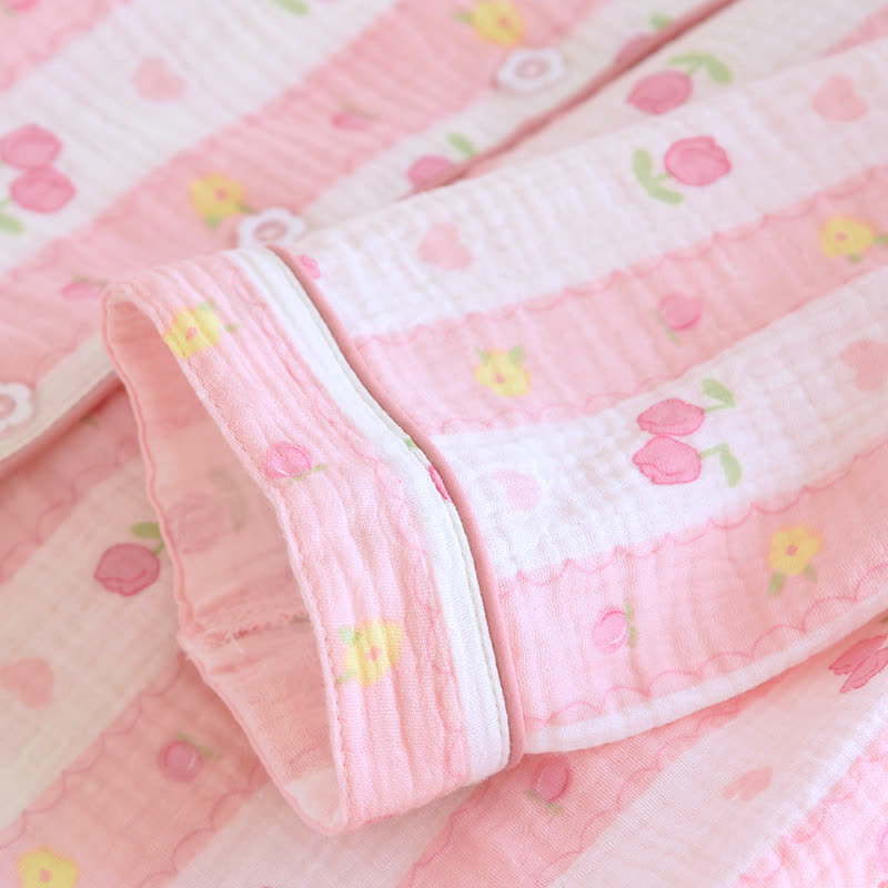 Completo da casa in cotone a righe rosa - image 8