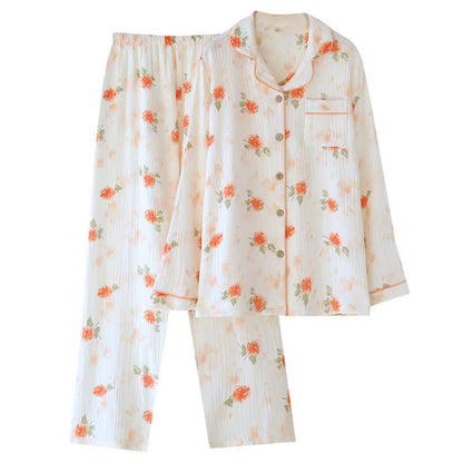 Completo da notte in garza di cotone Orange Rose - image 1
