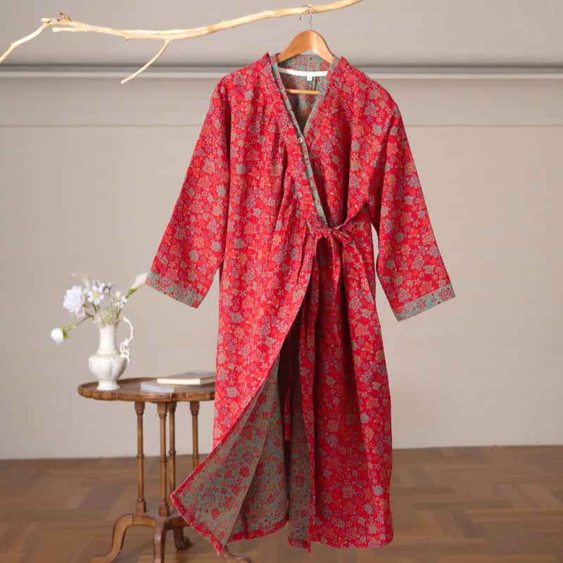 Camicia da notte in cotone con volant e rosa romantica - Rosso - XL - image 3