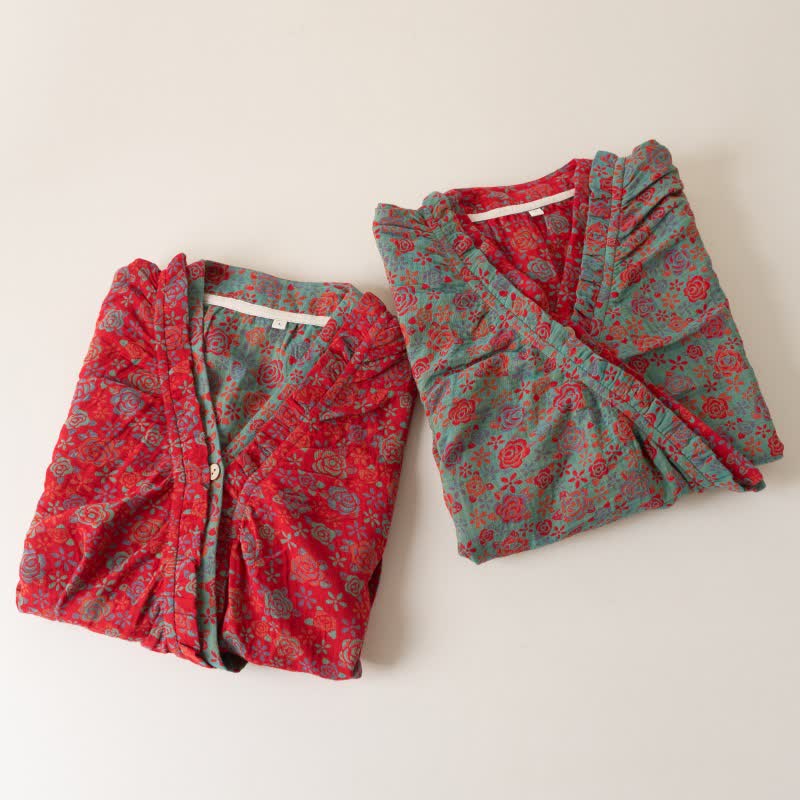Camicia da notte in cotone con volant e rosa romantica - image 2