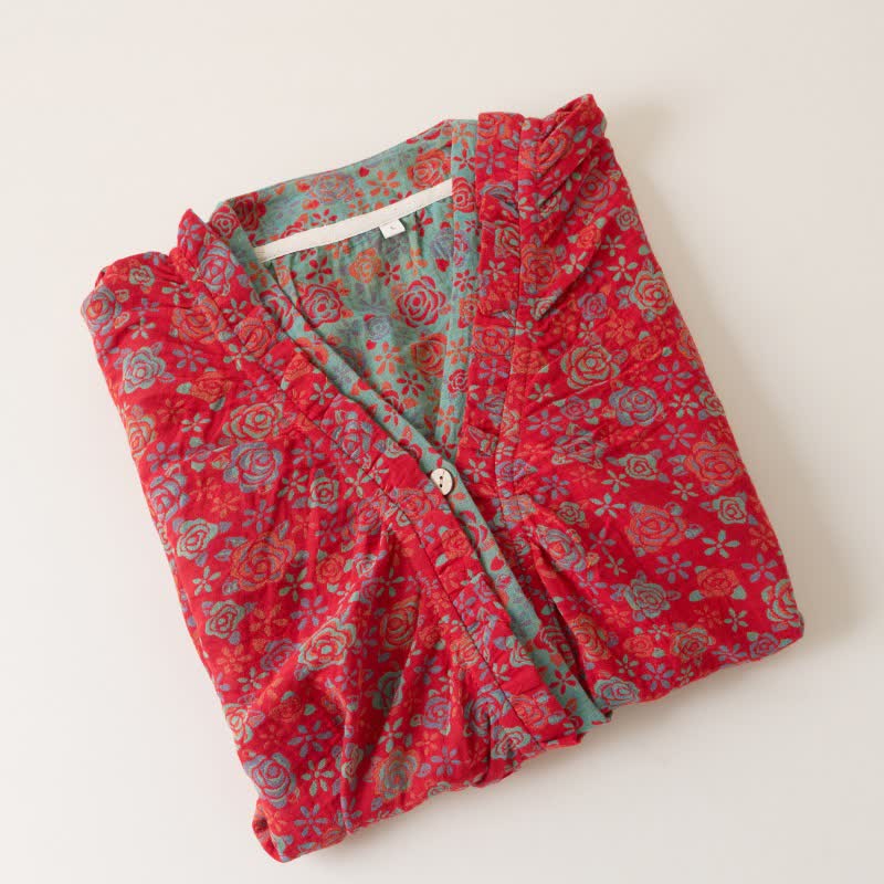 Camicia da notte in cotone con volant e rosa romantica - image 4