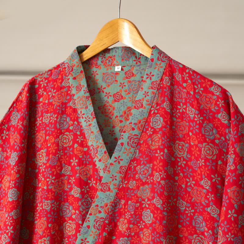 Kimono in cotone con motivo a rose romantiche - image 5
